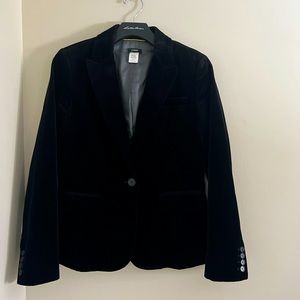 J Crew Black Velvet One Button Blazer Size: 4 MSRP: $149.00